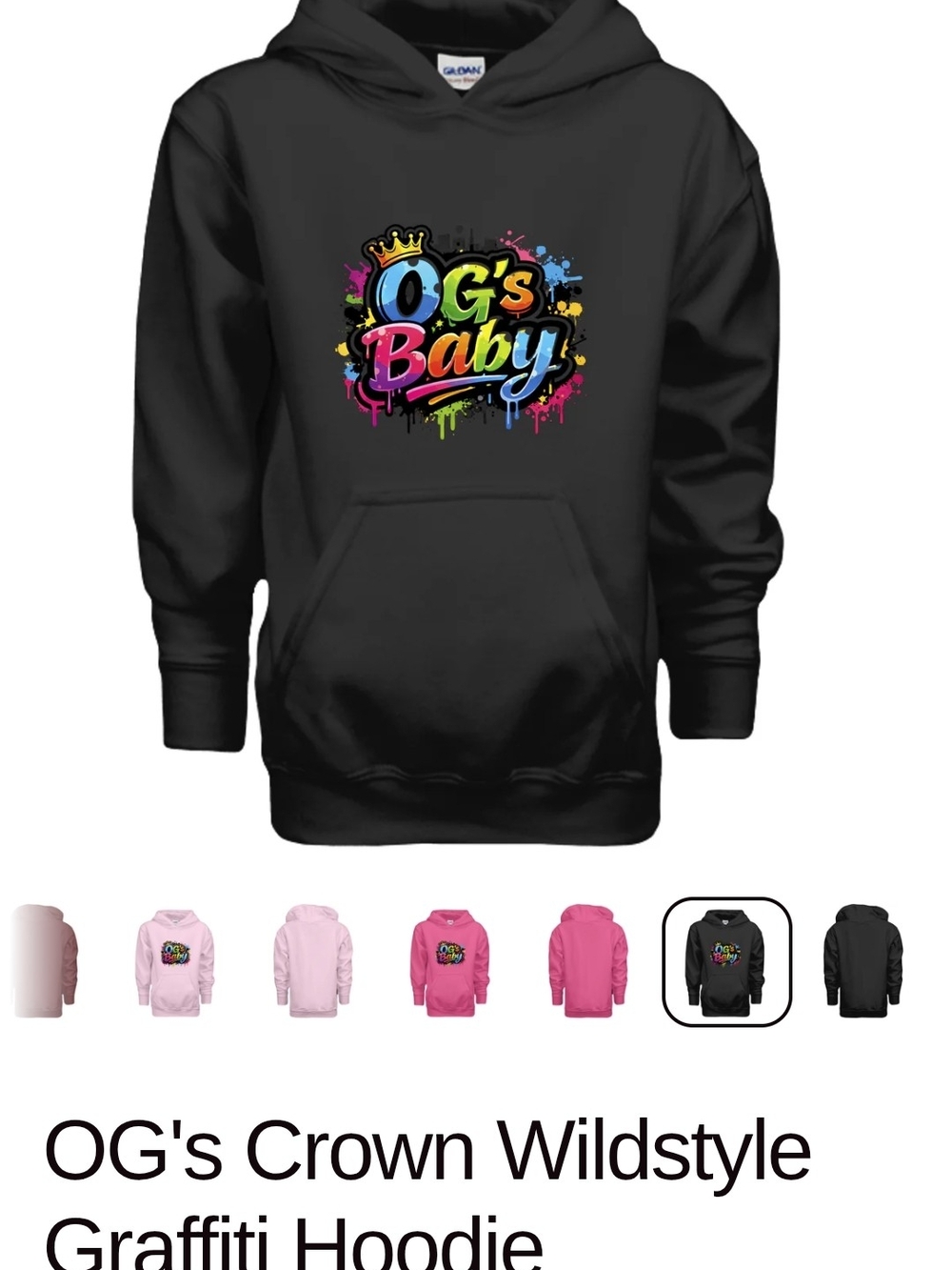 Kids' Black Graffiti Pullover Hoodie